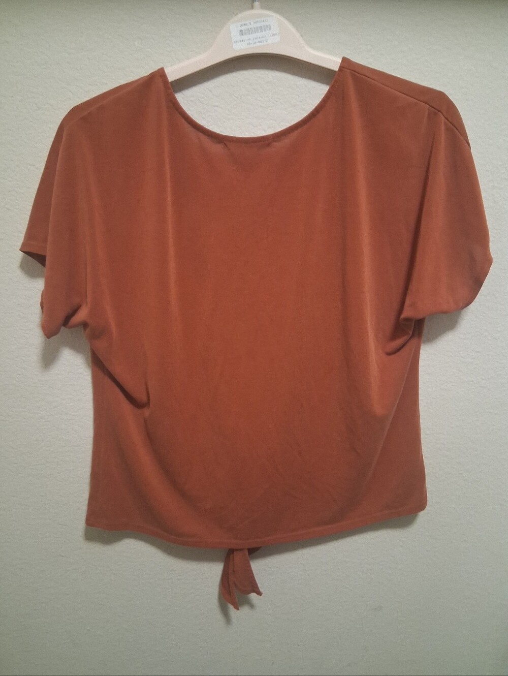 Green Envelope Rust Crop Button-Front Top - Picture 3 of 3
